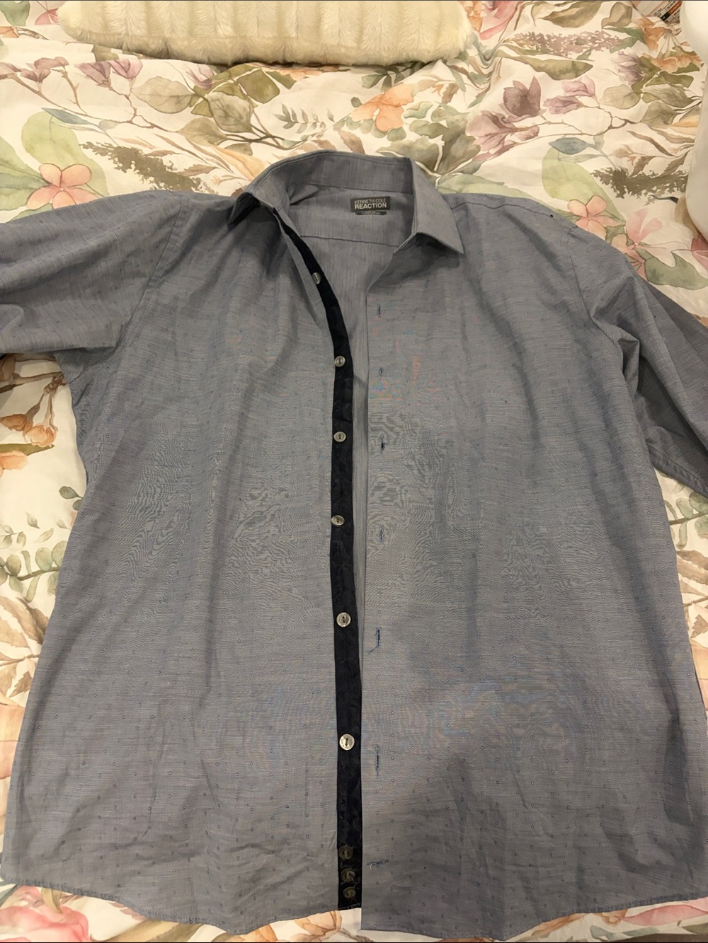Kenneth Cole Reaction Light Blue Men's Button-Down with Dark Contrast Placket